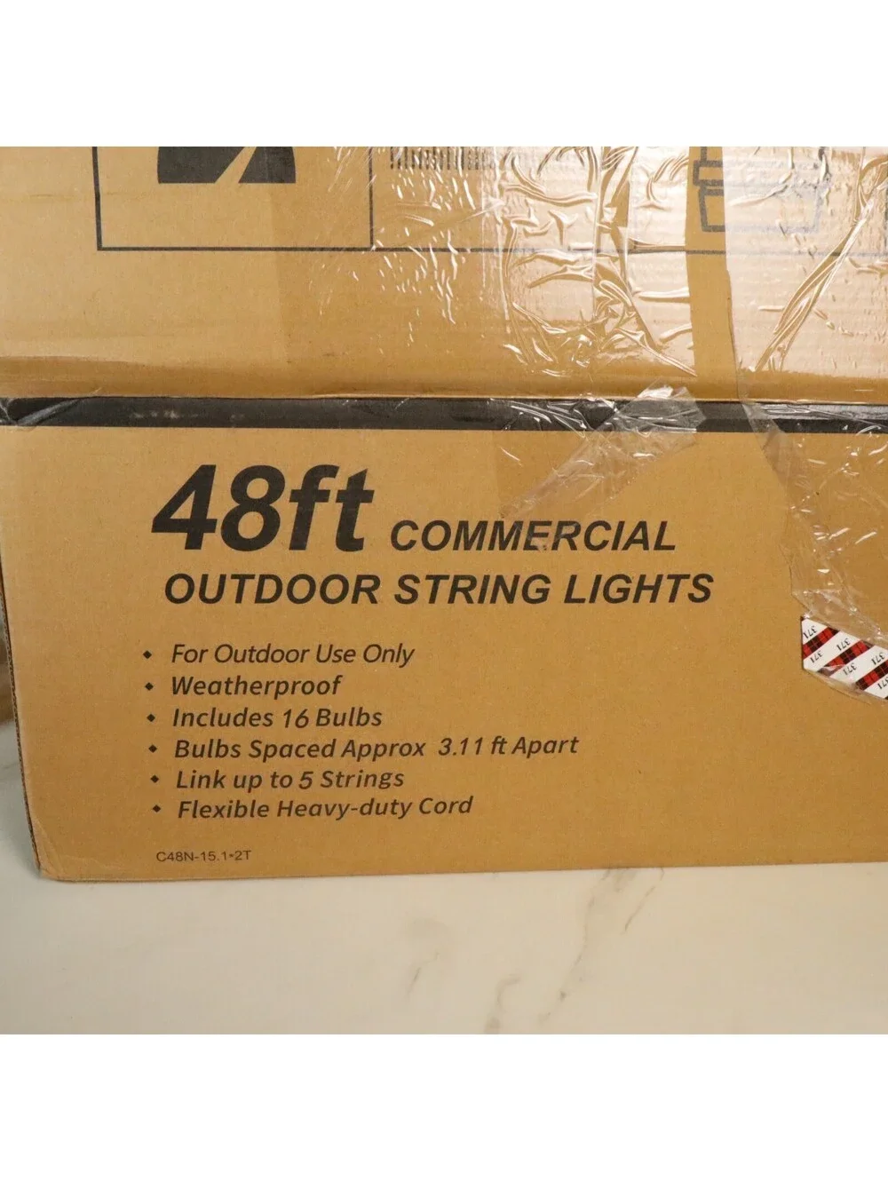 48ft Commercial Outdoor String Lights Patio Bistro Cafe Open Box UNUSED